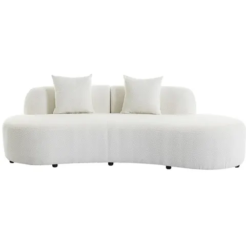 vente-unique.com Canapé fixe polyester 3 places blanc 230x76x80cm – image 3