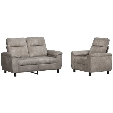vidaXL Ensemble de Canapés 2 pcs Gris clair Simili daim – 296294 – image 2