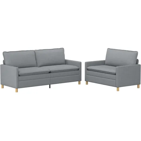 vidaXL Ensemble de Canapés 2 pc Gris clair Tissu – 594104 – image 2