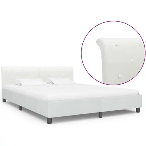 vidaXL - Bedframe - kunstleer - wit - 160x200 - cm – 698052 – afbeelding 2
