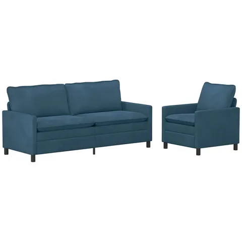 vidaXL Ensemble de Canapés 2 pc Bleu Velours – 594081 – image 2