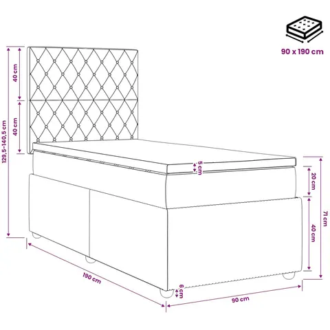 vidaXL Lit boxspring avec matelas Gris clair Simple Velours – 971428 – image 2