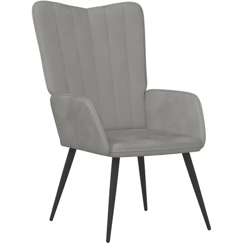 vidaXL Chaise de relaxation Gris clair Velours – 420485 – image 2