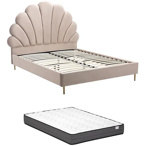 Vente-unique Bedframe fluweel beige 160 x 200 cm – 066050 – afbeelding 2