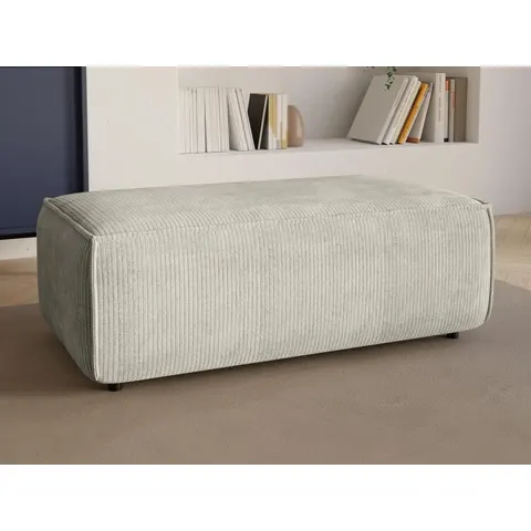 vente-unique.com Pouf velours beige 102x42x69cm – image 3