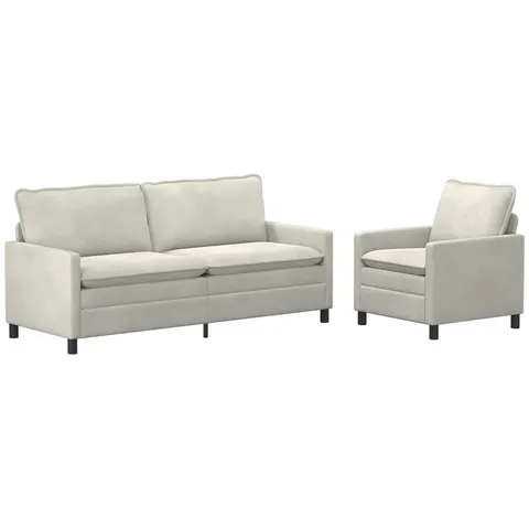 vidaXL Ensemble de Canapés 2 pc Crème Velours – 594074 – image 2