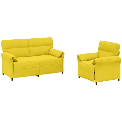 vidaXL Ensemble de Canapés 2 pc Jaune clair Tissu – 776449 – image 2