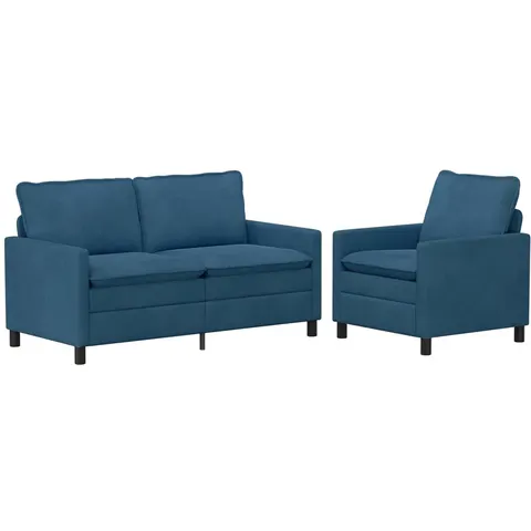 vidaXL Ensemble de Canapés 2 pc Bleu Velours – 593664 – image 2