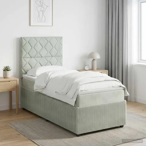 vidaXL Lit boxspring avec matelas Gris clair Simple Velours – 971466 – image 2