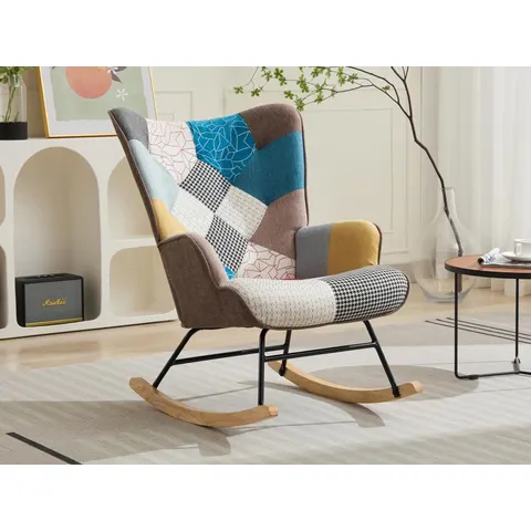 vente-unique.com Rocking chair polyester multicolore 86x91x68cm – image 3