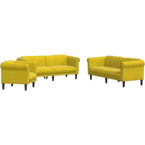 vidaXL Ensemble de canapés 3 pcs jaune velours – 289062 – image 2