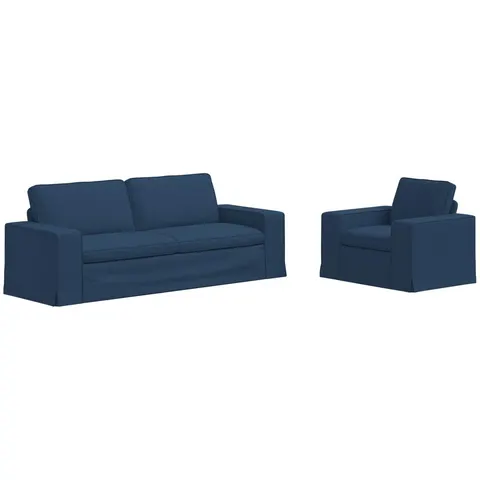 vidaXL Ensemble de Canapés 2 pc Bleu tissu – 374812 – image 2
