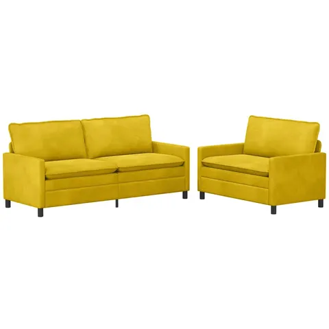 vidaXL Ensemble de Canapés 2 pc Jaune Velours – 594241 – image 2