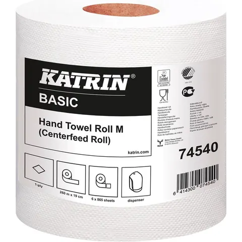 Katrin handdoekrol basic m300 1laags wit 6 rollen x 500 vel – afbeelding 2