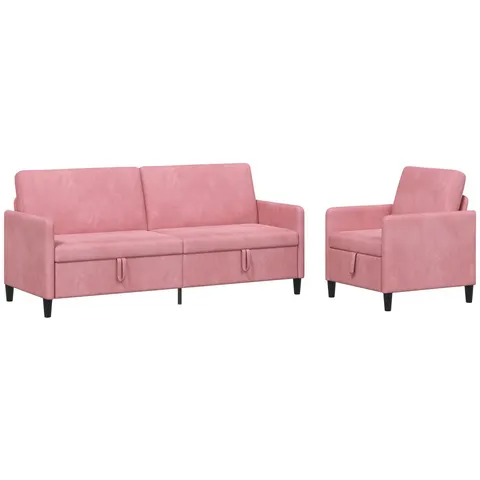 vidaXL Canapé avec rangement 2 pc Rose Polyester – 203117 – image 2