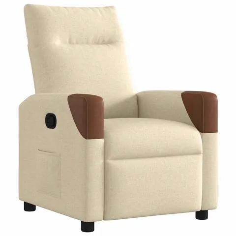 vidaXL Fauteuil inclinable Crème Tissu – 657572 – image 2