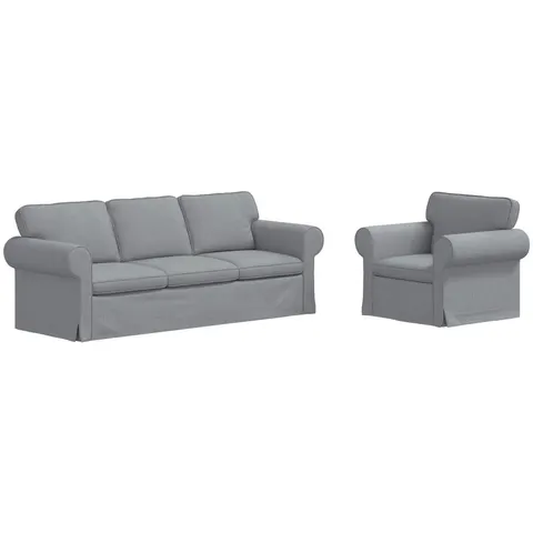 vidaXL Ensemble de Canapés 2 pc Gris clair tissu – 374614 – image 2