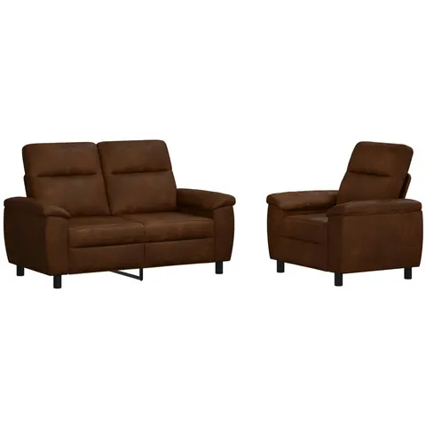 vidaXL Ensemble de Canapés 2 pcs Marron Simili daim – 296287 – image 2