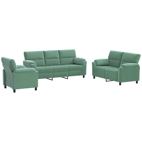 vidaXL Ensemble de Canapés 3 pcs Vert Mer Velours – 295228 – image 2