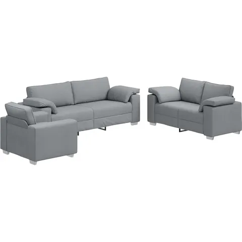 vidaXL Canapé 3 pc Gris clair tissu – 678379 – image 2