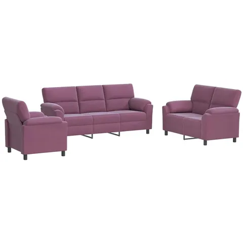 vidaXL Ensemble de Canapés 3 pcs Pourpre Velours – 295105 – image 2