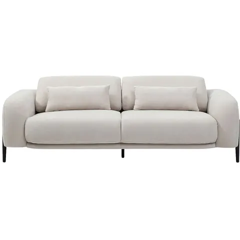 vente-unique.com Canapé fixe polyester 3 places beige 210x100x102cm – image 3