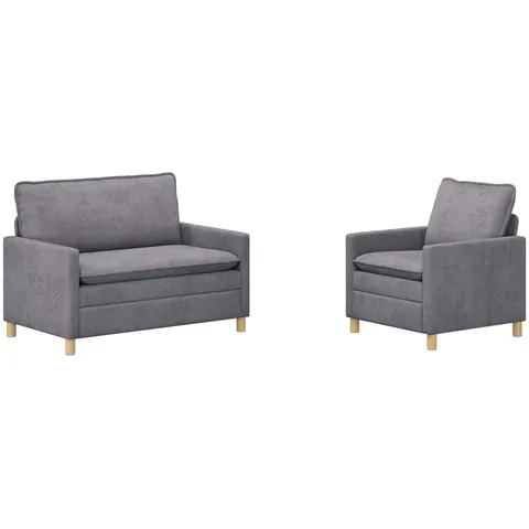 vidaXL Ensemble de Canapés 2 pc Gris clair Polyester – 593398 – image 2