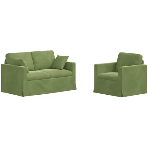 vidaXL Ensemble de Canapés 2 pc Vert clair Velours – 373976 – image 3