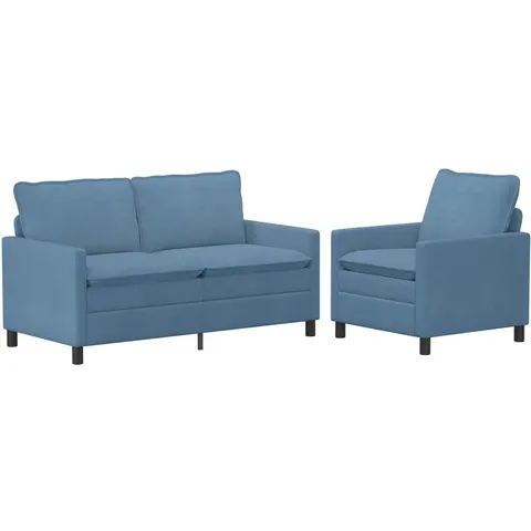 vidaXL Ensemble de Canapés 2 pc Bleu Tissu – 593770 – image 2