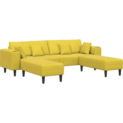 vidaXL Canapé 3 pc Jaune Velours – image 3