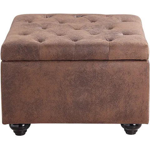 vente-unique.com Pouf microfibre marron 61x44x61cm – image 3