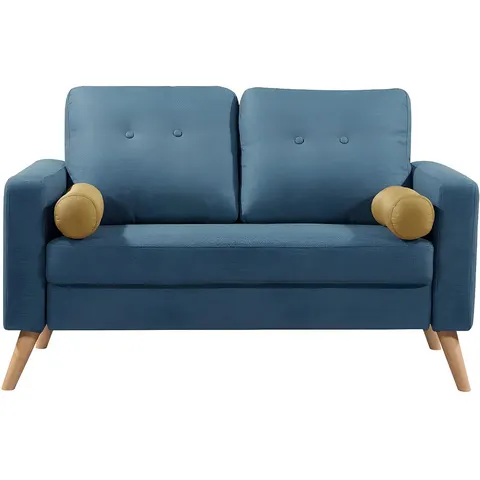 vente-unique.com Canapé fixe polyester 2 places bleu 130x83x81cm – image 3