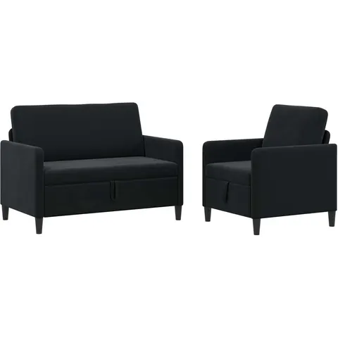 vidaXL Canapé avec rangement 2 pc Noir Polyester – 202295 – image 2