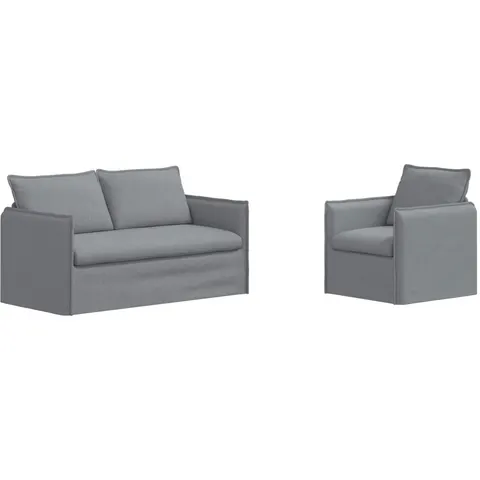 vidaXL Ensemble de Canapés 2 pc Gris clair Tissu – 374546 – image 3