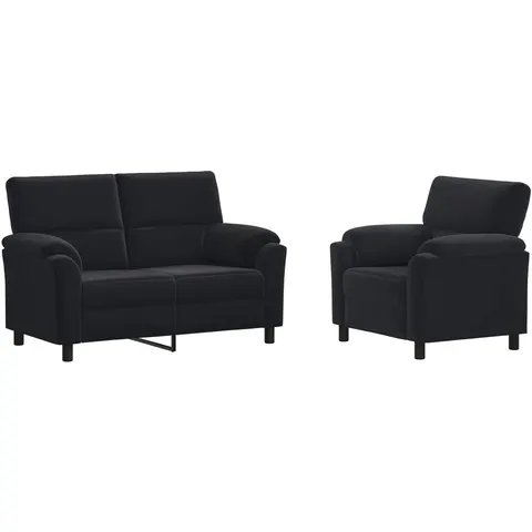 vidaXL Ensemble de Canapés 2 pcs Noir Velours – 294610 – image 2