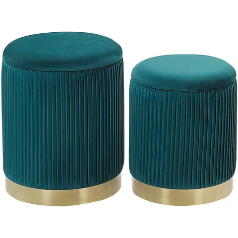 MIRAMAR - Poef - Blauwgroen - Fluweel – afbeelding 2