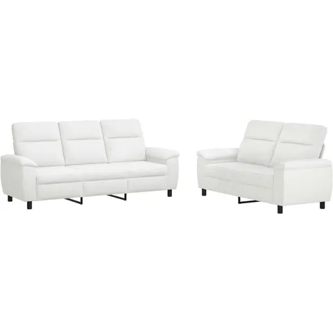 vidaXL Ensemble de Canapés 2 pcs Blanc Tissu – 297581 – image 2