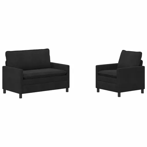 vidaXL Ensemble de Canapés 2 pc Noir Velours – 593213 – image 2