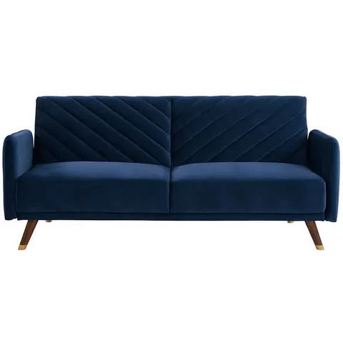 Vente-unique Driezitsbedbank van fluweel JORIS - Blauw – afbeelding 2