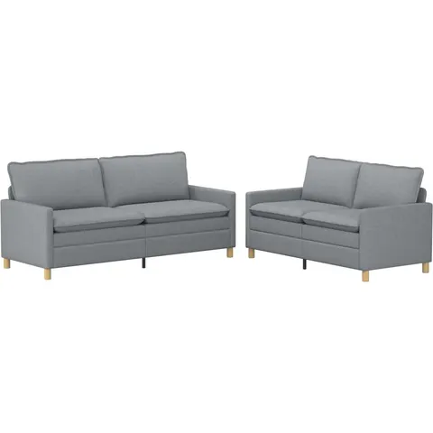 vidaXL Ensemble de Canapés 2 pc Gris clair Tissu – 594289 – image 2