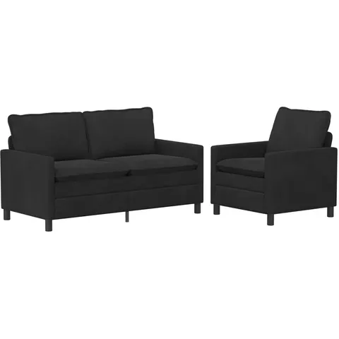 vidaXL Ensemble de Canapés 2 pc Noir Velours – 593633 – image 2