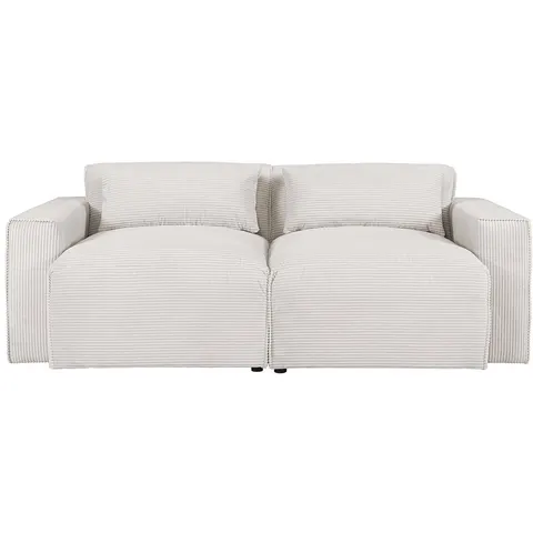 Vente-unique Driezitsbank van beige ribfluweel VELINOR – afbeelding 2