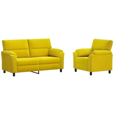 vidaXL Ensemble de Canapés 2 pcs Jaune Velours – 294764 – image 2