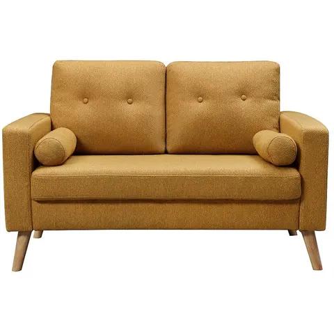 vente-unique.com Canapé fixe polyester 2 places jaune 130x83x81cm – image 3