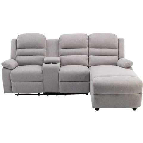 vente-unique.com Canapé d'angle polyester 4 places beige 231x102x172cm – image 3