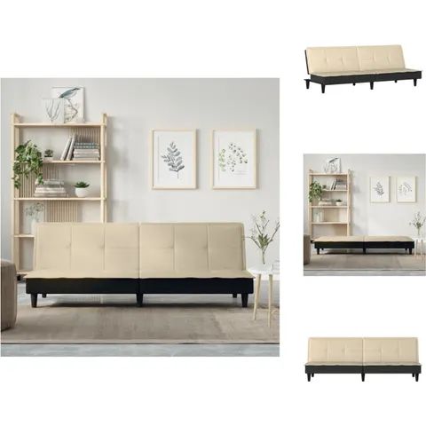 vidaXL Canapé-lit crème tissu – 734145 – image 2