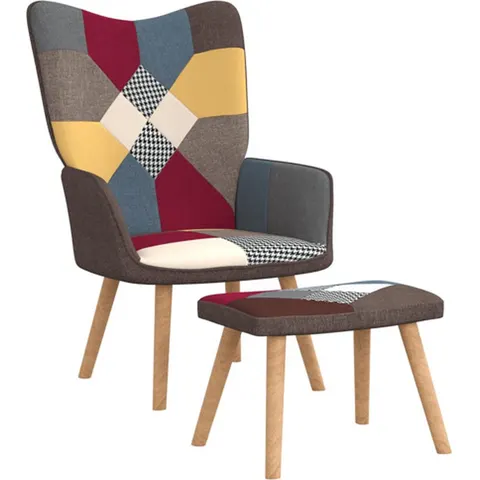 vidaXL Chaise de relaxation avec repose-pied Patchwork Tissu – 425558 – image 2