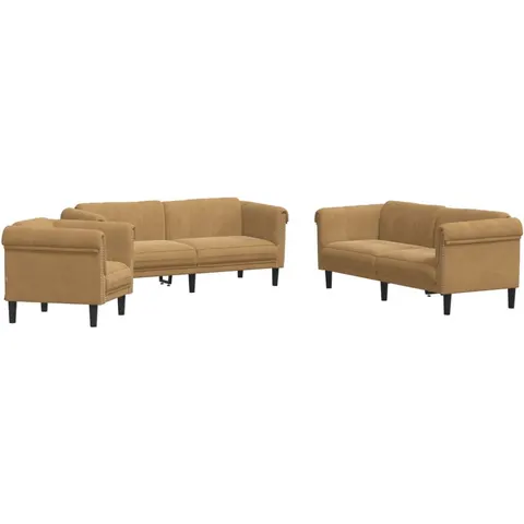 vidaXL Ensemble de canapés 3 pcs marron velours – 289093 – image 2