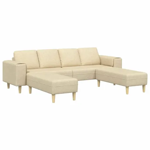 vidaXL Canapé de salon 3 pc Crème Polyester – image 3