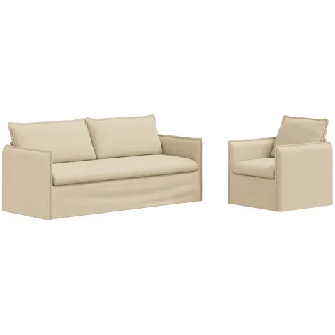 vidaXL Ensemble de Canapés 2 pc Crème Tissu – 375031 – image 3
